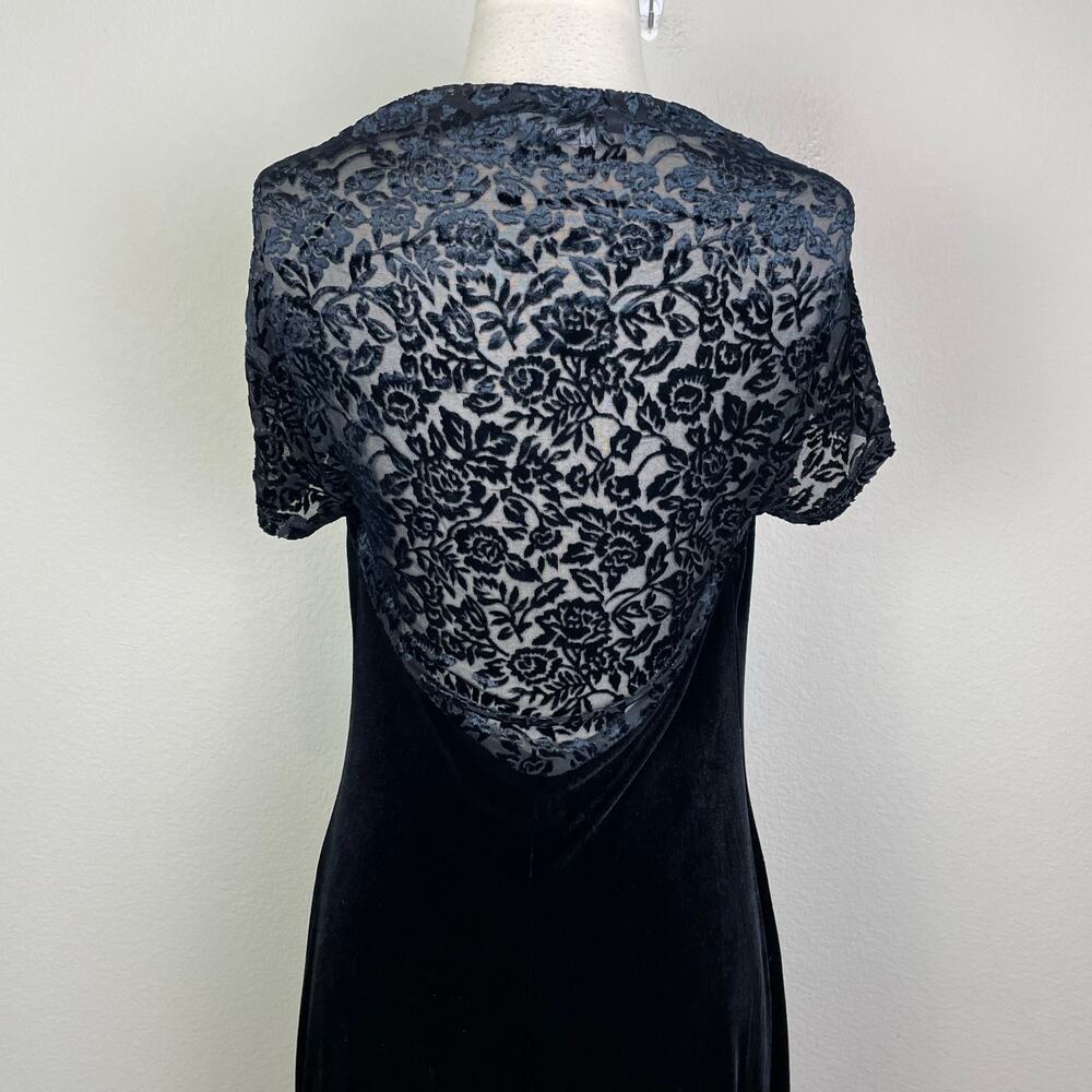 Vintage Black Velvet Y2K 90s My Michelle   Whimsigoth Maxi Dress Medium - Picture 6 of 9
